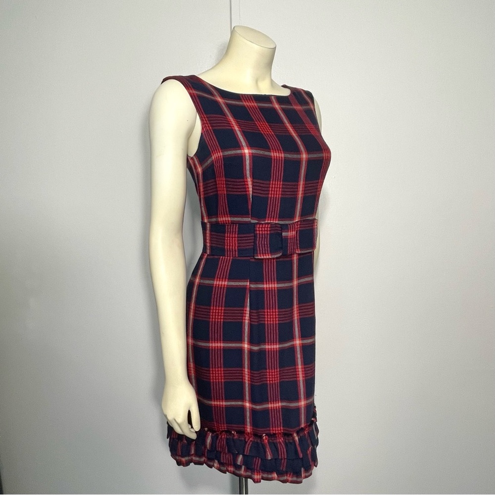 Fall/Winter - Fine Garments by Bell Navy/Red Plaid Bow Ruffles Dress Sz 2